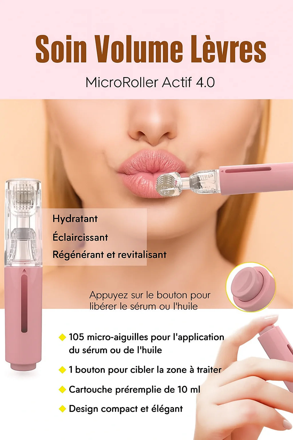 Derma Roller Titanium – Stimulation et Applicateur de Sérum